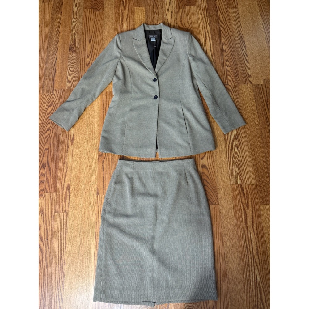 Vintage 90s Kenar Made in NYC Linen Blend Skirt Suit Set Size 10